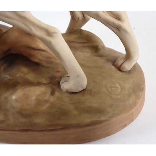 26 - A Royal Dux pair of hunting dogs, 30cm long
