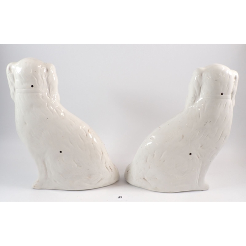 43 - A pair of large Victorian Staffordshire dogs, 35cm high