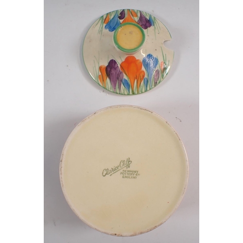 46 - A Clarice Cliff 'Crocus' preserve pot, 7cm high
