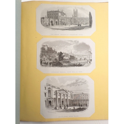 462 - A scrapbook including drawings and antique etchings, many of Bath