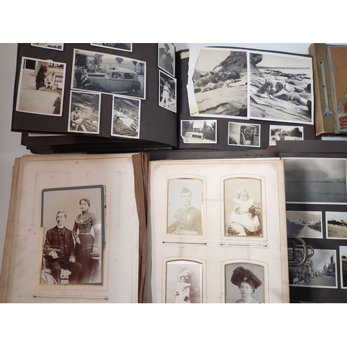 479 - Five photograph albums, one containing carte de visite and cabinet cards, another of early 20th cent... 