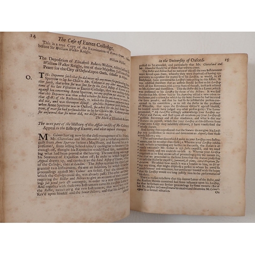 506 - The Case of Exeter-Colledge in the University of Oxford Relaced and Vindicated, London 1691