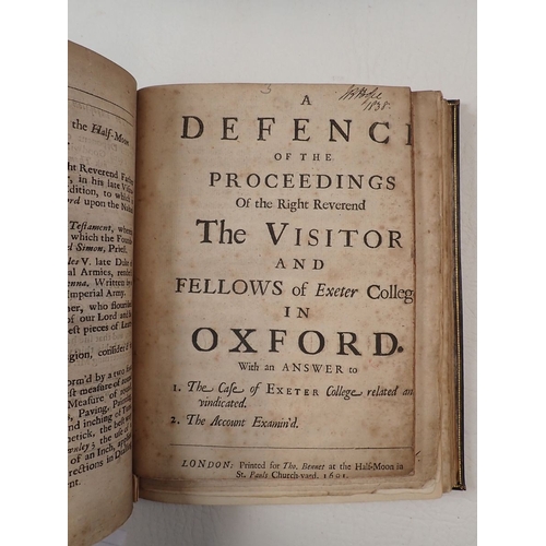 506 - The Case of Exeter-Colledge in the University of Oxford Relaced and Vindicated, London 1691