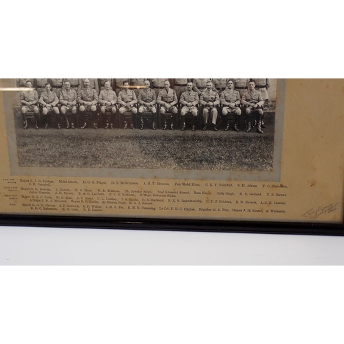580 - A WWII photograph of The Senior Wing Officer's Training School 1940 with annotated names, 44 x 28cm