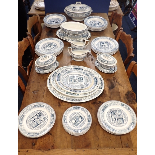1 - A Wedgwood Aesop's Fables dinner service, comprising of Covered tureen, two oval tureens with no lid... 