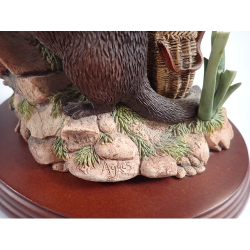 13 - A Border fine Arts Country Characters otter with fishing creel 'The Poacher' 14cm tall a/f
