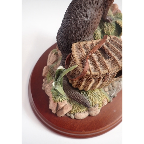 13 - A Border fine Arts Country Characters otter with fishing creel 'The Poacher' 14cm tall a/f