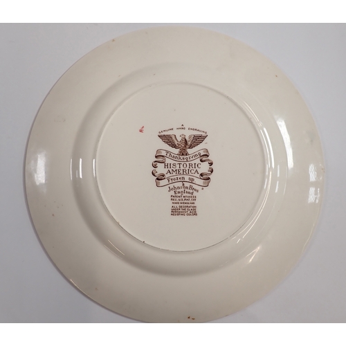 2 - A Johnson Bros Historic America Thanksgiving large oval meat plate and a set of fourteen plates