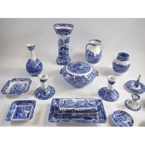 27 - A collection of Copeland Spode Italian including vases, tureen, trinket dishes and pots, candlestick... 