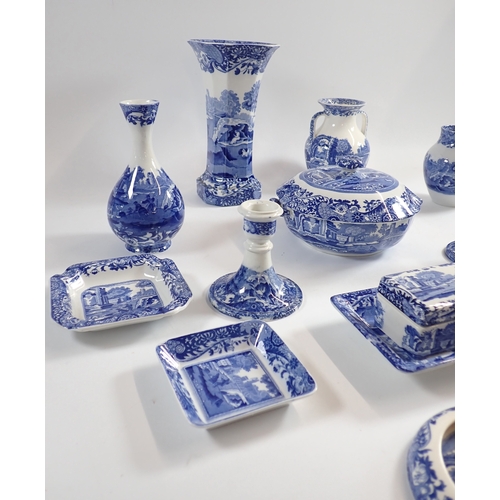 27 - A collection of Copeland Spode Italian including vases, tureen, trinket dishes and pots, candlestick... 