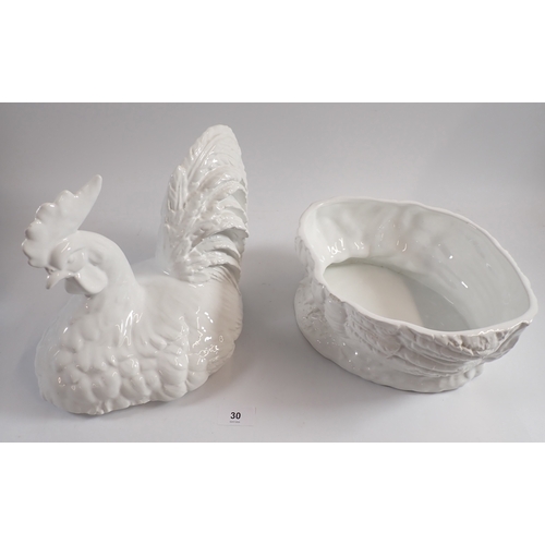 30 - An Italian cockerel egg crock, 31cm tall