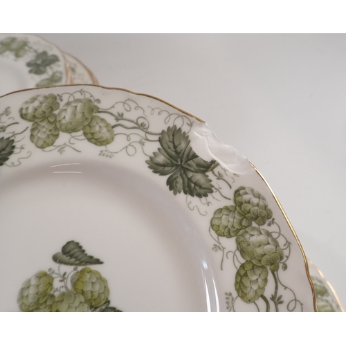 32 - A Royal Worcester part dinner service Hop Pattern including twelve dinner plates, four breakfast pla... 