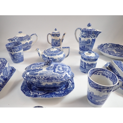 42 - A group of Copeland Spode Italian including butter and cheese dishes, sauce tureen and stand, jam ja... 