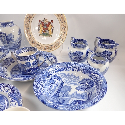 44 - A collection of Spode blue Italian including two Copeland Spode bowls with impressed marks to base, ... 