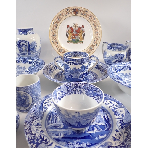 44 - A collection of Spode blue Italian including two Copeland Spode bowls with impressed marks to base, ... 