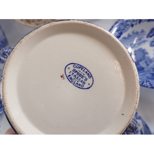 44 - A collection of Spode blue Italian including two Copeland Spode bowls with impressed marks to base, ... 