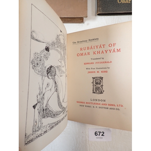 672 - Four volumes of the Rubaiyak of Omar Khayyam including one illustrated by Jessie King