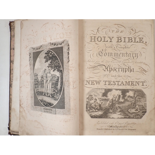 680 - A circa 1850 large Family Holy Bible with a complete commentary containing the Apocrypha and New Tes... 