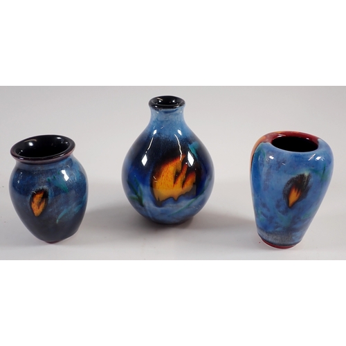 14 - Three Poole Pottery Wild Poppy small vases, tallest 12cm