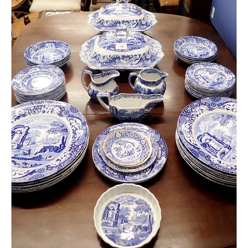 18 - A collection of Spode Italian dinner ware including thirteen dinner plates, twenty one tea plates, t... 