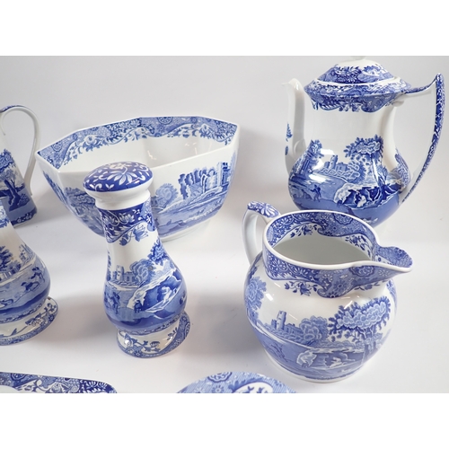 20 - A group of Spode Italian including two dinner and four salad plates, salt and pepper, coffee pot, ju... 