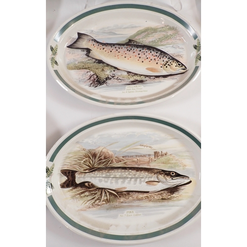 21 - A Marlborough Old English Ironstone fish service with three serving plates and eight dinner plates p... 