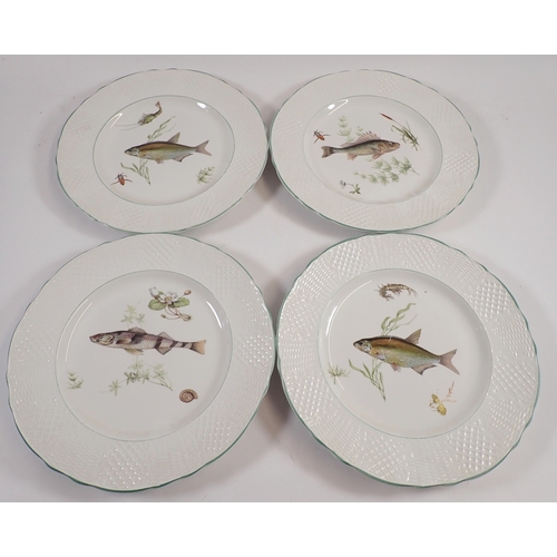 21 - A Marlborough Old English Ironstone fish service with three serving plates and eight dinner plates p... 