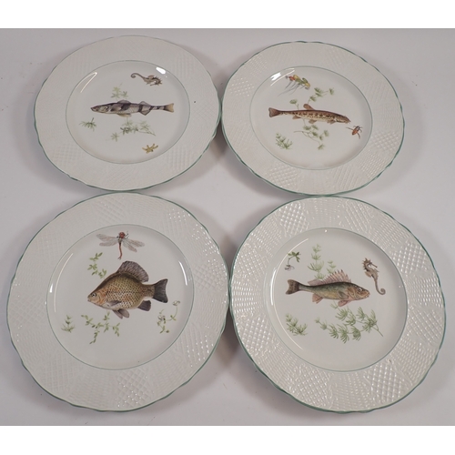 21 - A Marlborough Old English Ironstone fish service with three serving plates and eight dinner plates p... 
