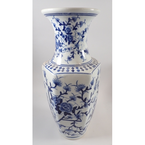 23 - A Marino blue and white jug by G Phillips, Longport, a Chinese vase 45cm plus another vase a/f