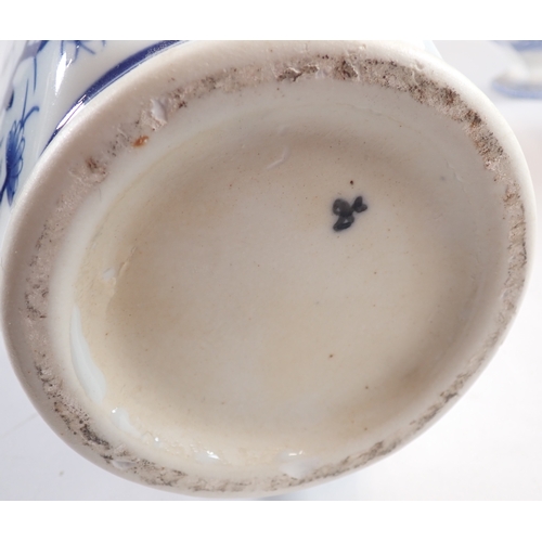 23 - A Marino blue and white jug by G Phillips, Longport, a Chinese vase 45cm plus another vase a/f