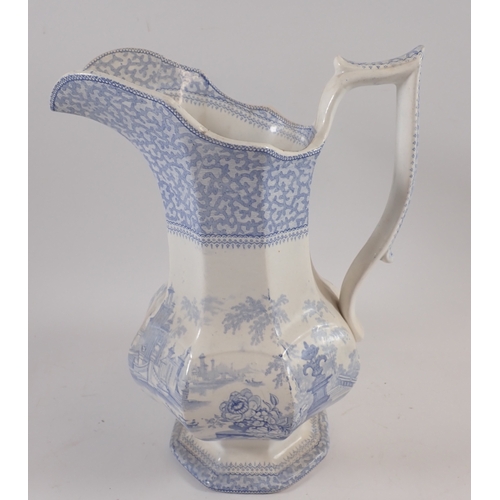 23 - A Marino blue and white jug by G Phillips, Longport, a Chinese vase 45cm plus another vase a/f