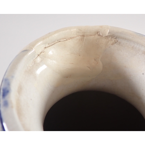 23 - A Marino blue and white jug by G Phillips, Longport, a Chinese vase 45cm plus another vase a/f