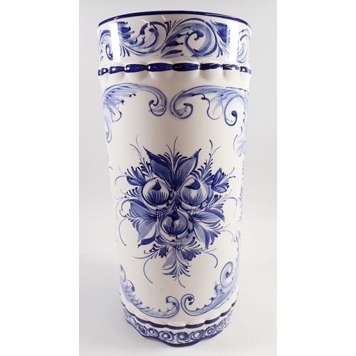 26 - A continental blue and white pottery umbrella stand