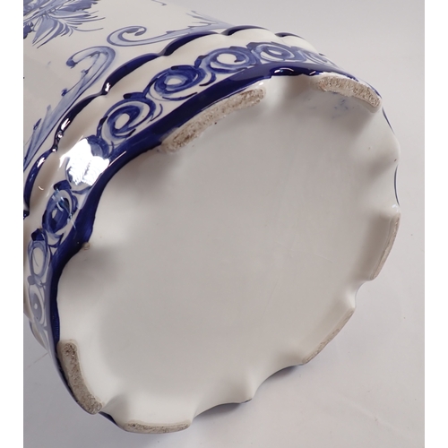 26 - A continental blue and white pottery umbrella stand