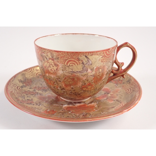 4 - A Japanese Meiji period tea set including six cups and saucers, 1 cup a/f