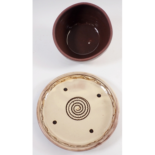 58 - A Studio pottery covered dish, 21cm diameter