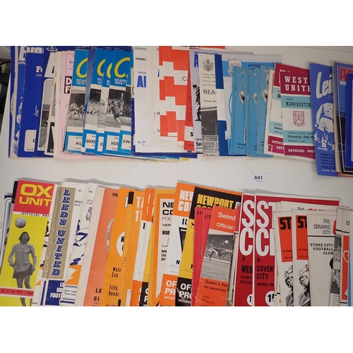 641 - Various 1960s & 1970s football programmes including Arsenal, Aston Villa, Blackburn, Tottenham, West... 