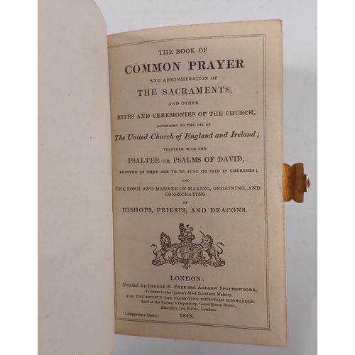 651 - The Book of Common Prayer, London 1843 printed by George E Eyre and Andrew Spottiswoode with tooled ... 