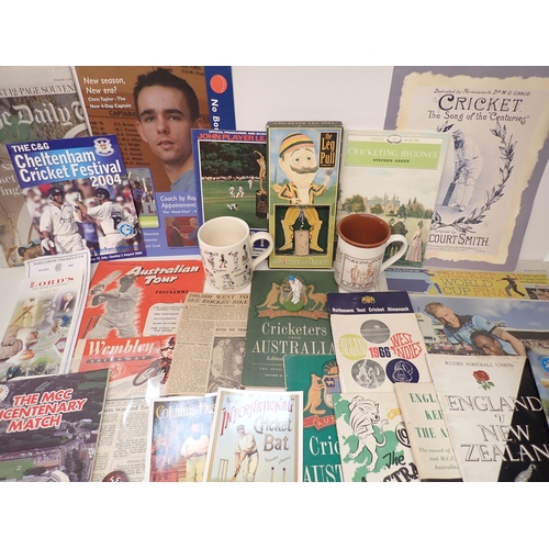 662 - A group of cricketing collectables including programmes relating to the Australian tours in the 1950... 