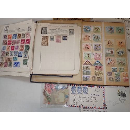 664 - Two world stamp albums (part filled) a stock book, plus a small collection of first day covers