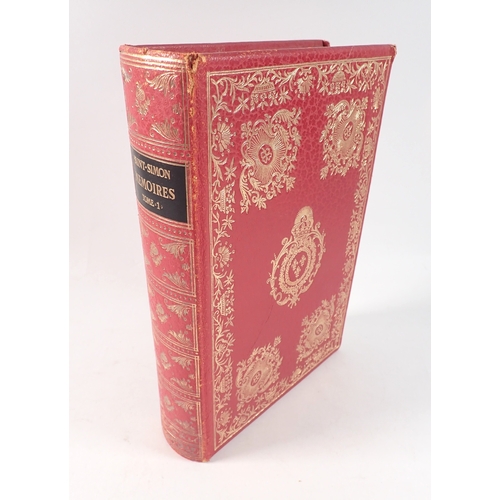 670 - Duc de Saint-Simon Memoirs ed Cheruel - 22 volumes, bound in red leather with gilt decoration, 1967