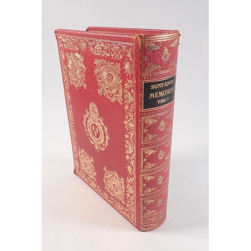 670 - Duc de Saint-Simon Memoirs ed Cheruel - 22 volumes, bound in red leather with gilt decoration, 1967