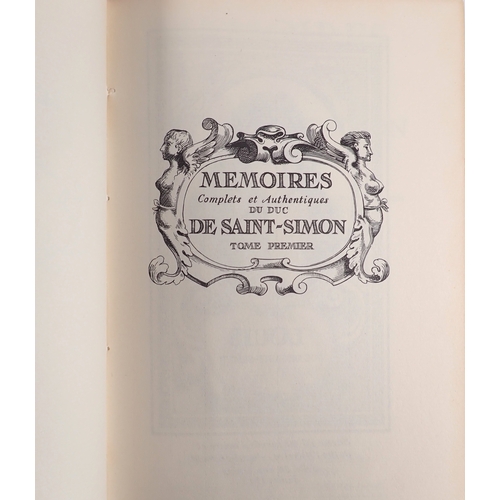 670 - Duc de Saint-Simon Memoirs ed Cheruel - 22 volumes, bound in red leather with gilt decoration, 1967