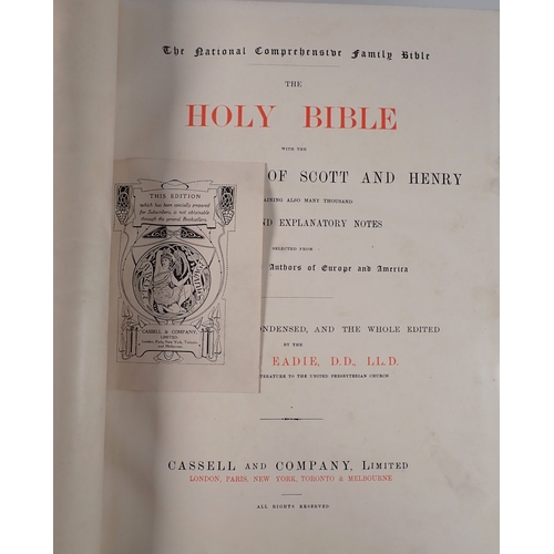 673 - The Holy Bible with chromolithograph illustrations by Rev John Eadie inscribed William E Mathers, Ly... 