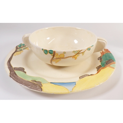 8 - A small group of Clarice Cliff Bizarre ware in the Secrets pattern comprising two meat plates, two s... 