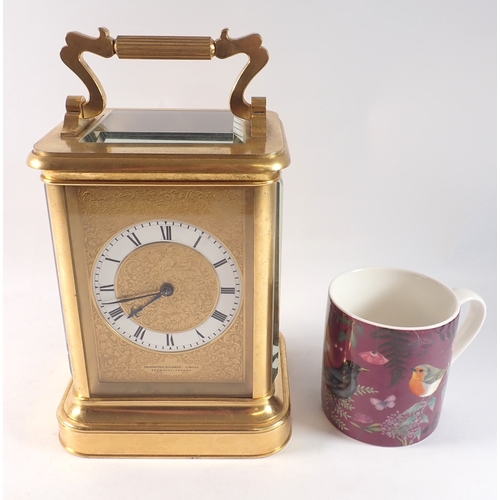 800 - A Goldsmiths Alliance fine quality giant gilt brass carriage clock with twin fusee movement, the mat... 