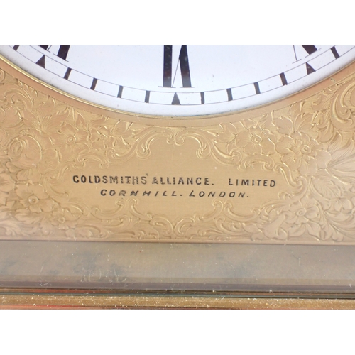 800 - A Goldsmiths Alliance fine quality giant gilt brass carriage clock with twin fusee movement, the mat... 