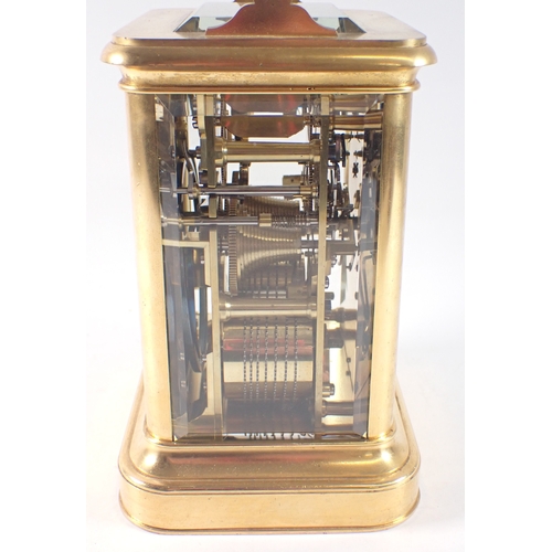 800 - A Goldsmiths Alliance fine quality giant gilt brass carriage clock with twin fusee movement, the mat... 
