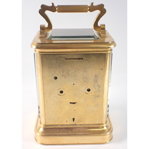 800 - A Goldsmiths Alliance fine quality giant gilt brass carriage clock with twin fusee movement, the mat... 