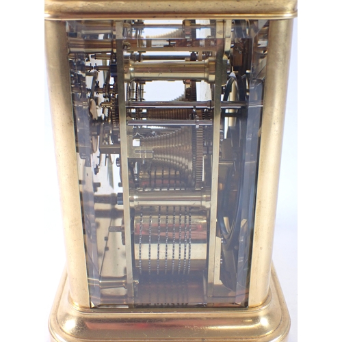 800 - A Goldsmiths Alliance fine quality giant gilt brass carriage clock with twin fusee movement, the mat... 